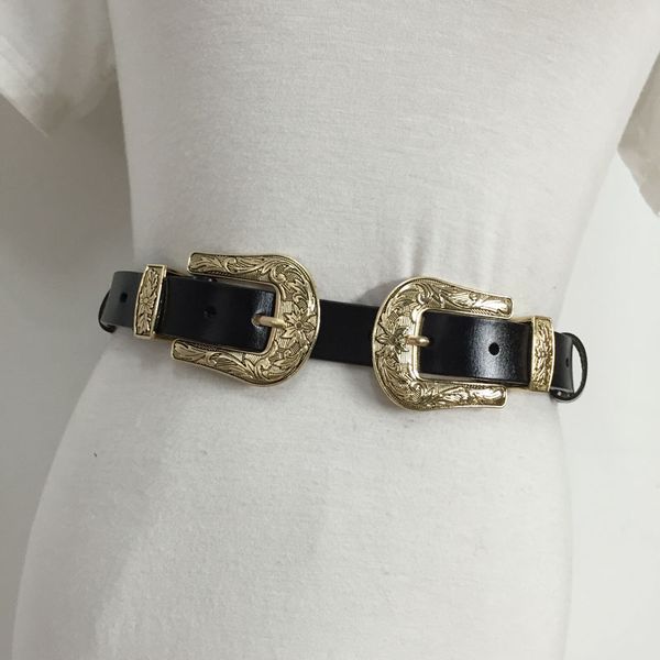 new thin vintage belts for women dress gold double buckle faux leather waistband pu leather adjust belt straps accessories jeans, Black;brown
new thin vintage belts for women dress gold double buckle faux leather waistband pu leather adjust belt straps accessories jeans, Black;brown