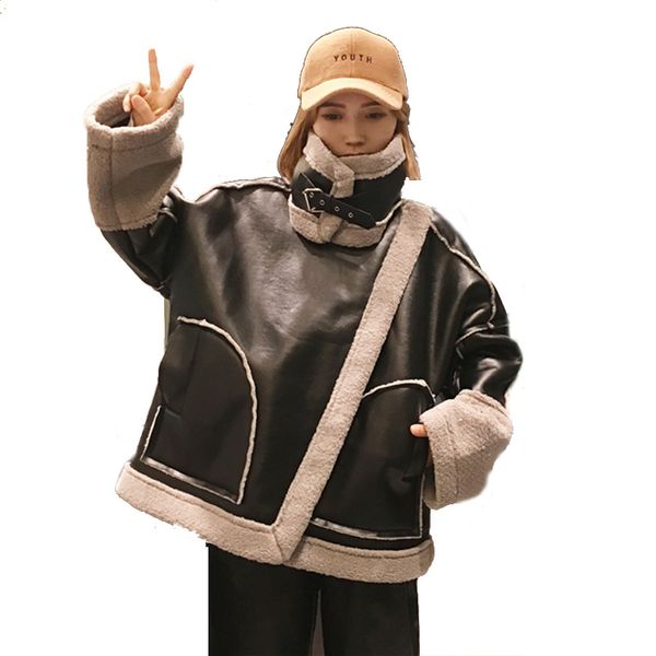 winter pu jacket spring windbreaker for women lamb fur female leather jacket outwear coat loose harajuku bomber, Black;brown
winter pu jacket spring windbreaker for women lamb fur female leather jacket outwear coat loose harajuku bomber, Black;brown