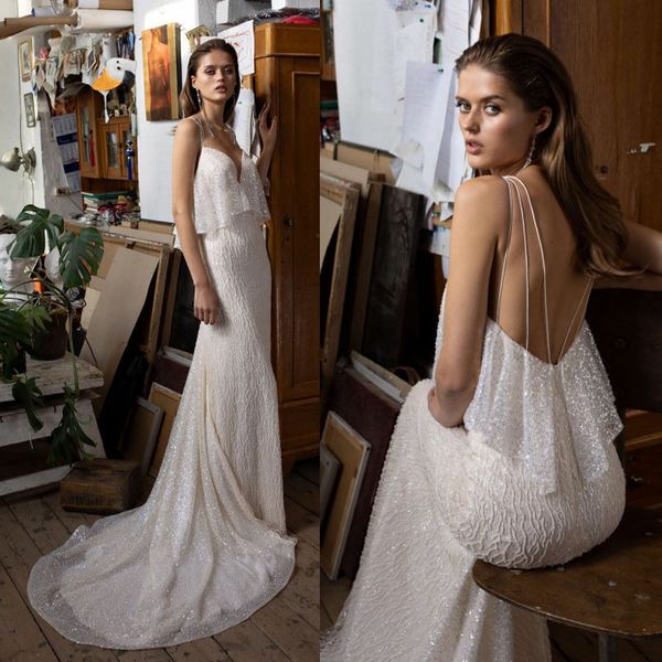 2020 mermaid wedding dresses spaghetti backless wedding gowns sweep train satin tulle with glitter bridal gowns vestidos de novia, White
2020 mermaid wedding dresses spaghetti backless wedding gowns sweep train satin tulle with glitter bridal gowns vestidos de novia, White