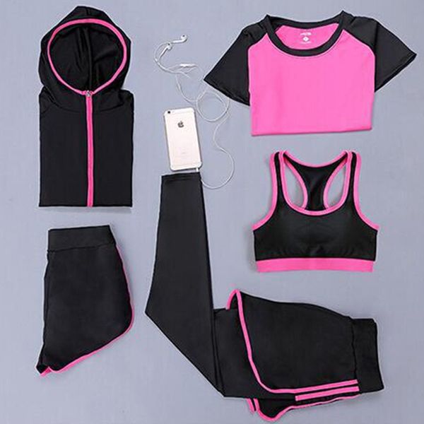 women yoga training 5 piece set quick dry leggings pants + running shorts + bra t-shirt sweatshirt women outdoor gym clothes, White;red
women yoga training 5 piece set quick dry leggings pants + running shorts + bra t-shirt sweatshirt women outdoor gym clothes, White;red