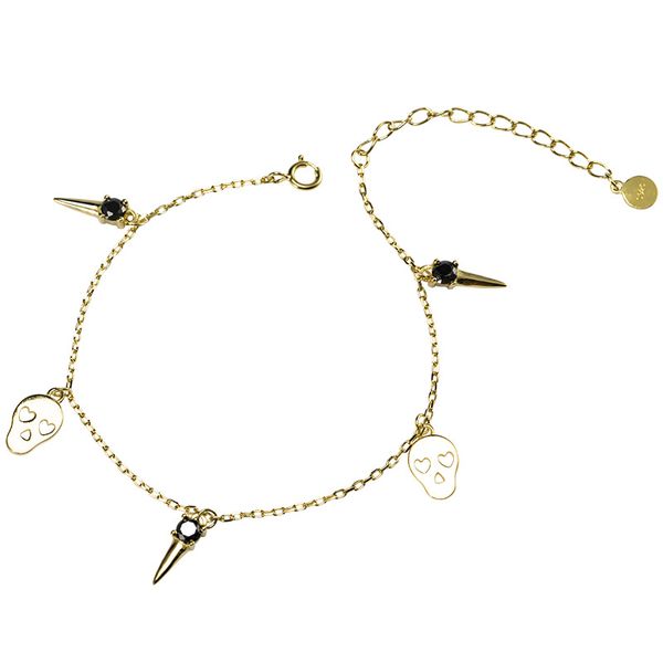 creative new zircon skull gold bracelet women's individual european and american s925 silver hand ornaments wholesale sl14114-y, Golden;silver 
creative new zircon skull gold bracelet women's individual european and american s925 silver hand ornaments wholesale sl14114-y, Golden;silver