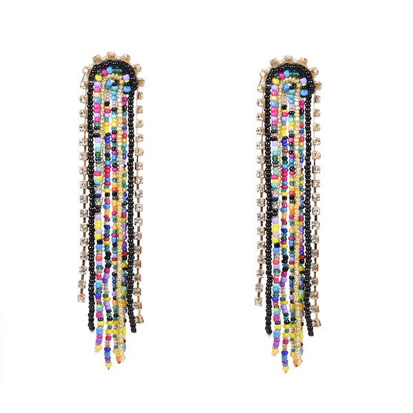 bohemian macaron resin beads with rhinestone long tassel drop dangle earrings for women statement stud earrings party jewelry, Silver
bohemian macaron resin beads with rhinestone long tassel drop dangle earrings for women statement stud earrings party jewelry, Silver