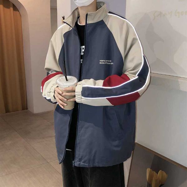 spring new men's color contrast reflective loose casual temperament youth fashion jacket hombre streetwear, Black;brown
spring new men's color contrast reflective loose casual temperament youth fashion jacket hombre streetwear, Black;brown