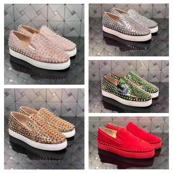 designer sneakers red bottom spikes flat velours suede sneakers iron grey men trainers 100% real leather party shoes us 5-12.5, Black
designer sneakers red bottom spikes flat velours suede sneakers iron grey men trainers 100% real leather party shoes us 5-12.5, Black