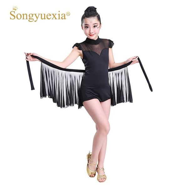 children latin dance skirt black show clothing girl dance costume girl tassel sleeveless dress, Black;red
children latin dance skirt black show clothing girl dance costume girl tassel sleeveless dress, Black;red