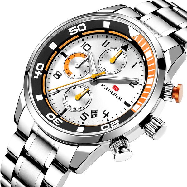 fashion steel men watch kunhuang 2019 new chronogpraph waterproof date watches men sports relogio masculino, Slivery;brown
fashion steel men watch kunhuang 2019 new chronogpraph waterproof date watches men sports relogio masculino, Slivery;brown