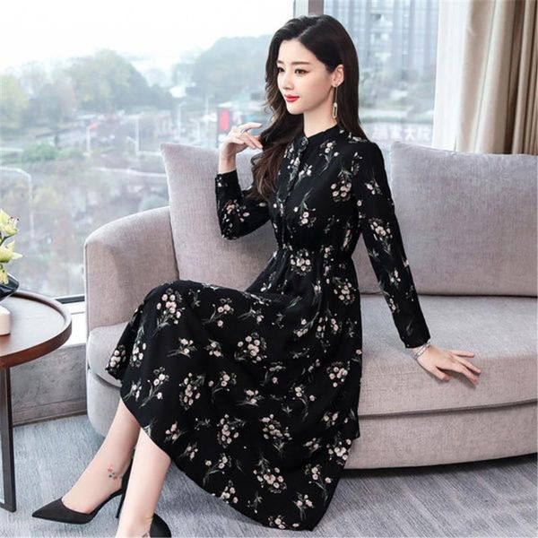 women dress spring summer autumn long sleeve a-line chiffon beach party midi dress boho black floral plus size vestidos 35, Black;gray
women dress spring summer autumn long sleeve a-line chiffon beach party midi dress boho black floral plus size vestidos 35, Black;gray