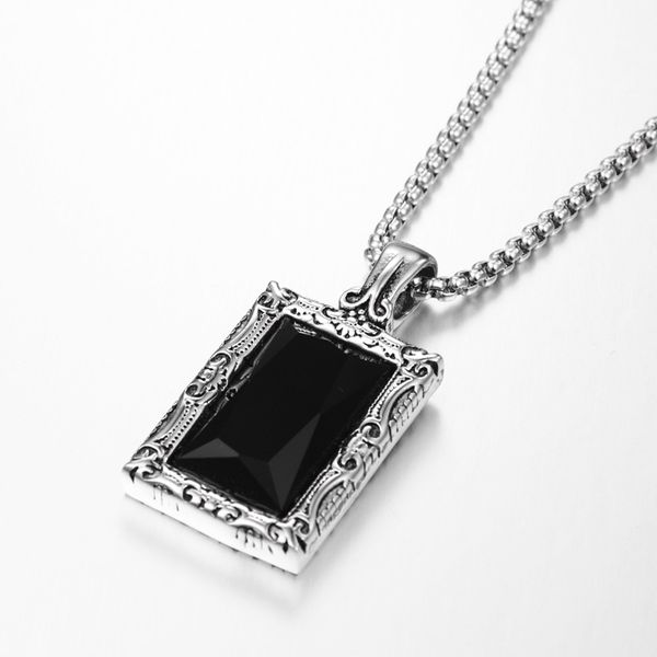 black gem square titanium steel necklace jewelry hanging ornaments hip hop pendant for men and women wholesale 2019, Silver
black gem square titanium steel necklace jewelry hanging ornaments hip hop pendant for men and women wholesale 2019, Silver