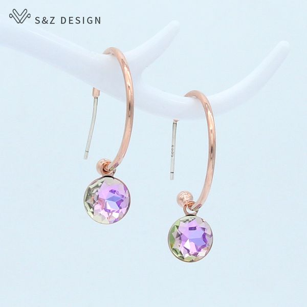 s&z design korean fashion round crystal dangle earrings 585 rose gold white gold stud earrings for women wedding party jewelry, Silver
s&z design korean fashion round crystal dangle earrings 585 rose gold white gold stud earrings for women wedding party jewelry, Silver