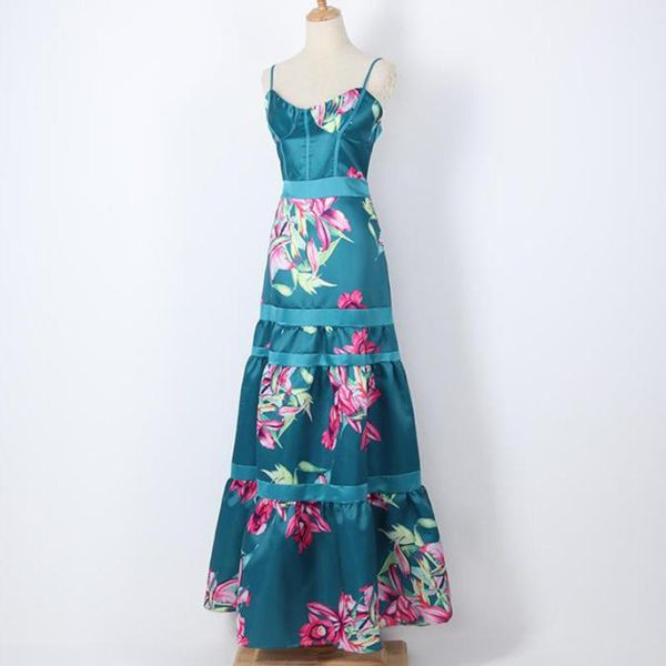 long pleated maxi dress women summer clothes ethnic style spaghetti strap full length vintage floral print runway dress vestidos, Black;gray
long pleated maxi dress women summer clothes ethnic style spaghetti strap full length vintage floral print runway dress vestidos, Black;gray