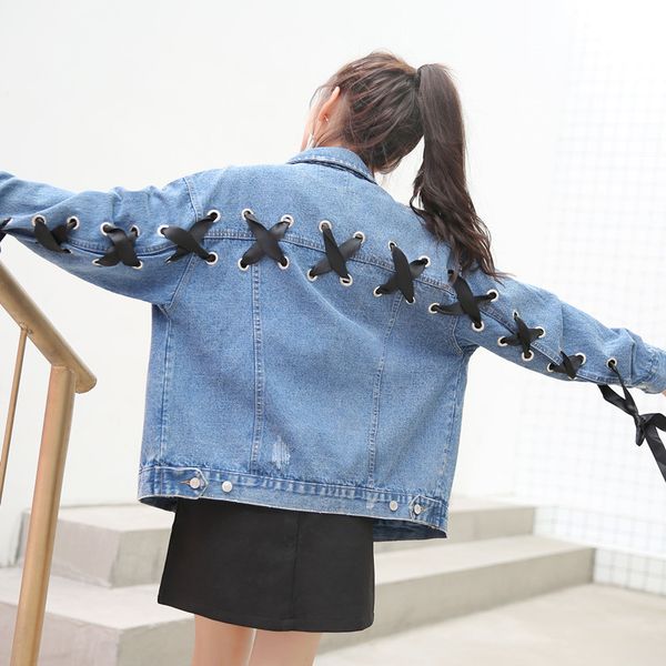 2019 spring basic coat denim jacket women autumn casual loose lacing jean jacket women long sleeve denim coat female outwear, Black;brown
2019 spring basic coat denim jacket women autumn casual loose lacing jean jacket women long sleeve denim coat female outwear, Black;brown
