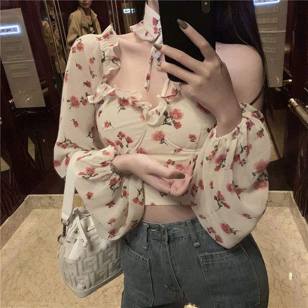 summer women fashion choker retro flower print chiffon shirts lantern sleeve square collar ruffled fairy blouse shirts, White
summer women fashion choker retro flower print chiffon shirts lantern sleeve square collar ruffled fairy blouse shirts, White