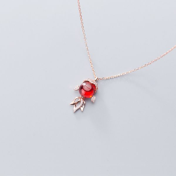 925 real sterling silver cute little goldfish garnet cz rose gold pendant necklace fine jewelry for women lady daughter gift
925 real sterling silver cute little goldfish garnet cz rose gold pendant necklace fine jewelry for women lady daughter gift