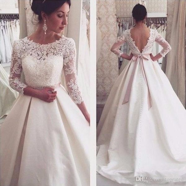 new lace wedding dresses long sleeve backless lace appliques a line satin wedding gowns bridal bride dress robe plus size custom made, White
new lace wedding dresses long sleeve backless lace appliques a line satin wedding gowns bridal bride dress robe plus size custom made, White