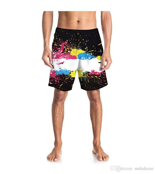 3d print quick drying designer mens beach shorts summer loose knee length mens short pants male apparel, White;black