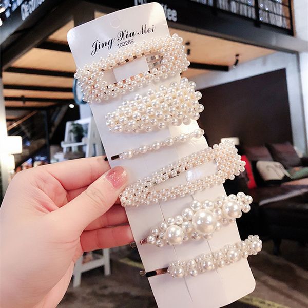 5 pieces / set of women's pearl alloy hairpin fashion sweet girl snap bb clip hairpin word clip set tiara hair accessories, Golden;white
5 pieces / set of women's pearl alloy hairpin fashion sweet girl snap bb clip hairpin word clip set tiara hair accessories, Golden;white