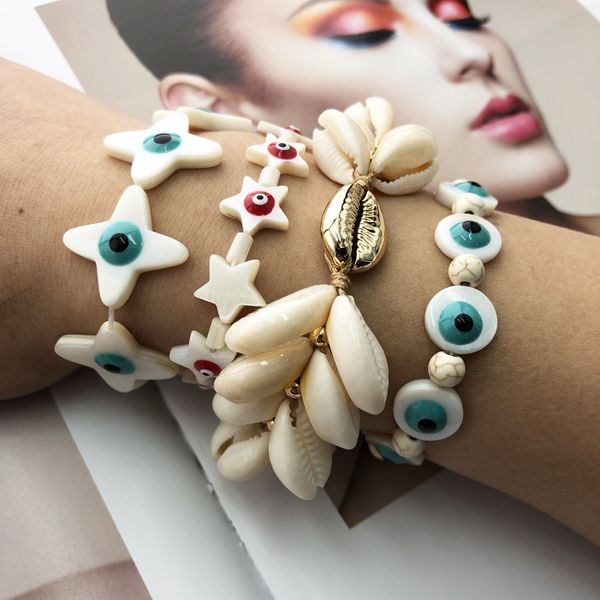 creative original evil eye jewelry bracelet unique design shell slice multi-color enamel beads elastic bracelets for women 2019, Black
creative original evil eye jewelry bracelet unique design shell slice multi-color enamel beads elastic bracelets for women 2019, Black