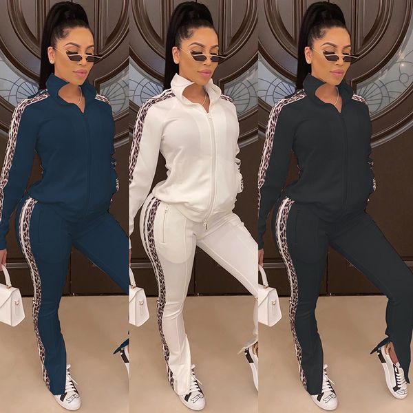 women leopard splice mock neck long sleeves zipper casual sport clothes set sportswear als88, White;black
women leopard splice mock neck long sleeves zipper casual sport clothes set sportswear als88, White;black
