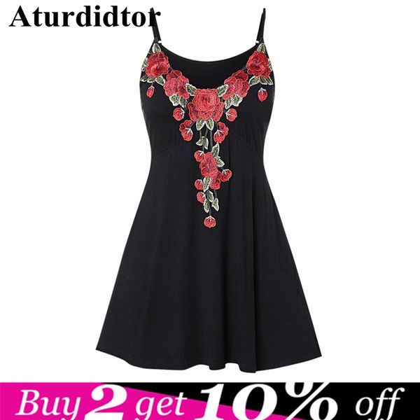 plus size spaghetti strap embroidered tank top, White