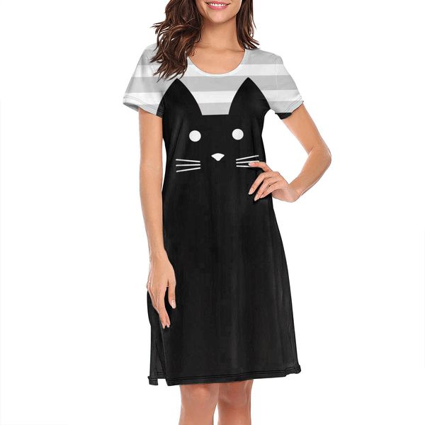 nighties for women black kitty cat design fun printing short sleeve nightdress a cat's life cat star painting starry moon inked siamese, Black;red
nighties for women black kitty cat design fun printing short sleeve nightdress a cat's life cat star painting starry moon inked siamese, Black;red