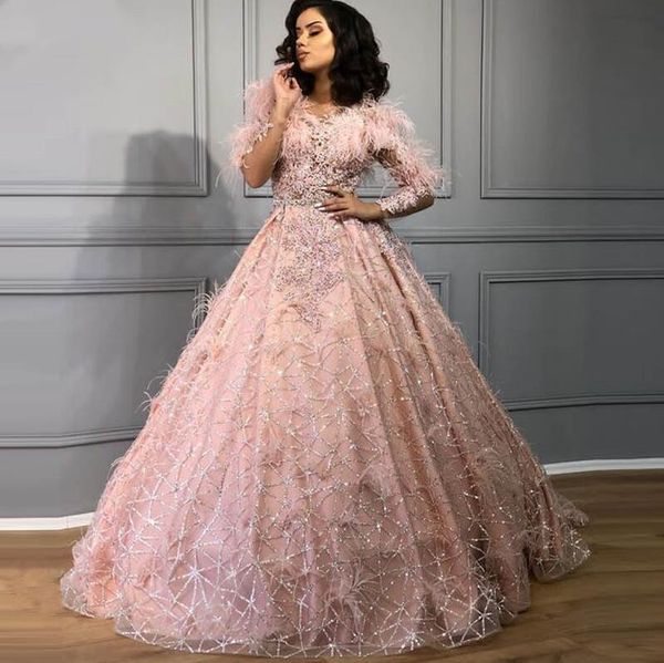 bling bling ball gown evening dress 2020 long sleeve sparkly robe de soiree lace feathers dusty pink prom dresses party gowns, Black;red
bling bling ball gown evening dress 2020 long sleeve sparkly robe de soiree lace feathers dusty pink prom dresses party gowns, Black;red