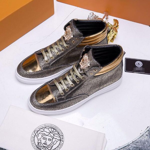 2018 новый высокий топ обувь мужской печатных кожа аппаратные пряжки европейской с