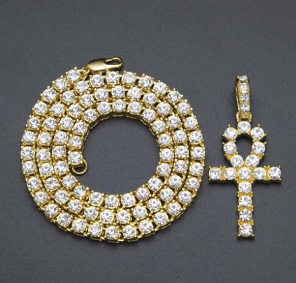 egyptian ankh key necklaces mens bling gold plated chain rhinestones crystal cross iced out pendant for women's rapper hip hop jewelry, Silver
egyptian ankh key necklaces mens bling gold plated chain rhinestones crystal cross iced out pendant for women's rapper hip hop jewelry, Silver