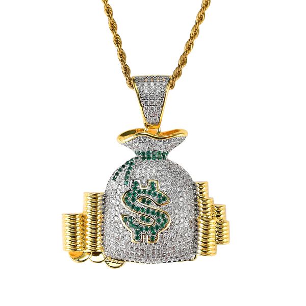 wholesale- hip hop money bag $ pendant copper micro pave with cz stones necklace jewelry for men and women cn003, Silver
wholesale- hip hop money bag $ pendant copper micro pave with cz stones necklace jewelry for men and women cn003, Silver