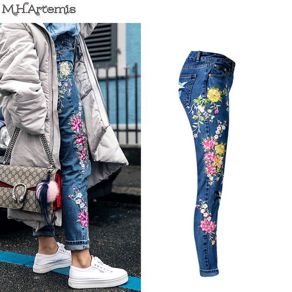 women's jeans .h. fashion denim embroidery female bottoms spring tapered leg chic streetwear plus size pants capris, Blue
women's jeans .h. fashion denim embroidery female bottoms spring tapered leg chic streetwear plus size pants capris, Blue