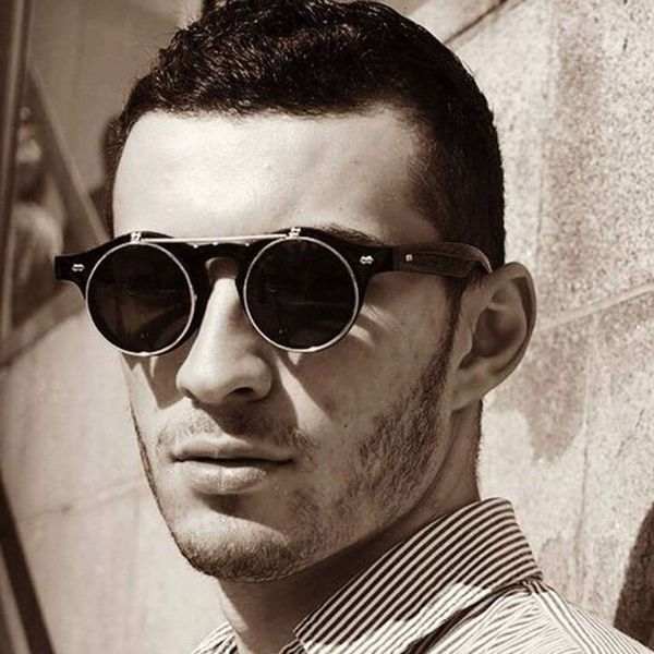 new steampunk sun european and american trend clamshell men's sunglasses fashion round frame sunglasses, White;black
new steampunk sun european and american trend clamshell men's sunglasses fashion round frame sunglasses, White;black