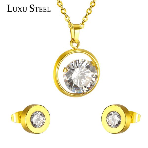 luxusteel valentines day gift stainless steel round crystal pendant necklace fashion wedding jewelry sets for women/gilr, Silver
luxusteel valentines day gift stainless steel round crystal pendant necklace fashion wedding jewelry sets for women/gilr, Silver