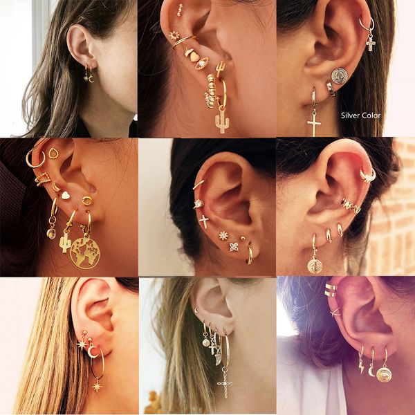 17mile bijoux feather star gold dangle earrings for women boho eyes moon map drop earring set 2020 vintage female jewelry, Silver
17mile bijoux feather star gold dangle earrings for women boho eyes moon map drop earring set 2020 vintage female jewelry, Silver