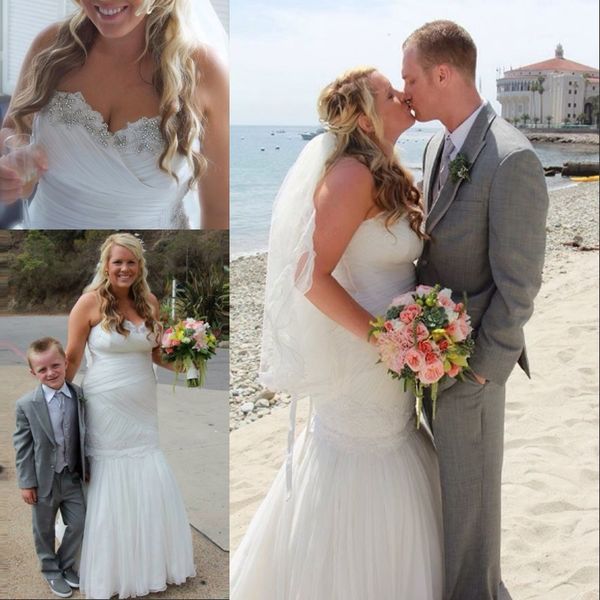 2019 beach plus size mermaid wedding dress with tulle remove skirt strapless beaded pleats ruched lace up floor length bridal gown, White
2019 beach plus size mermaid wedding dress with tulle remove skirt strapless beaded pleats ruched lace up floor length bridal gown, White