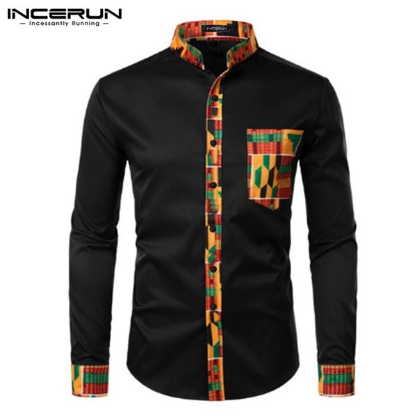 incerun fashion streetwear men print patchwork long sleeve stand collar dress shirt ethnic style joker button mens casual blouse, White;black
incerun fashion streetwear men print patchwork long sleeve stand collar dress shirt ethnic style joker button mens casual blouse, White;black