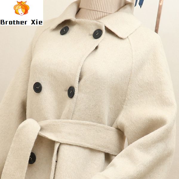 new 100% wool overcoat alpaca spring winter 2020 turn-down collar double breasted slim solid wool coat belt plus size long coat, Black
new 100% wool overcoat alpaca spring winter 2020 turn-down collar double breasted slim solid wool coat belt plus size long coat, Black