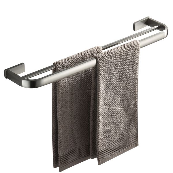 l 57cm double brushed nickel bathroom towels bar rack rail holder brass 
l 57cm double brushed nickel bathroom towels bar rack rail holder brass