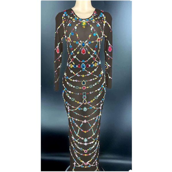 high elastic women rhinestones transparent long dress bar birthday celebrate outfit singer dance dress prom dance wear, Black;red
high elastic women rhinestones transparent long dress bar birthday celebrate outfit singer dance dress prom dance wear, Black;red