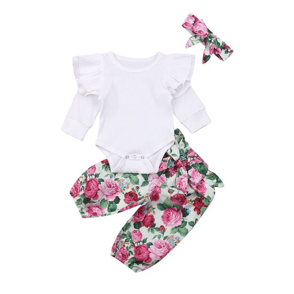 new infant baby girl floral clothes 3pcs ruffled long sleeve romper + pants + headwear outdoor leisure suit, Pink;blue
new infant baby girl floral clothes 3pcs ruffled long sleeve romper + pants + headwear outdoor leisure suit, Pink;blue