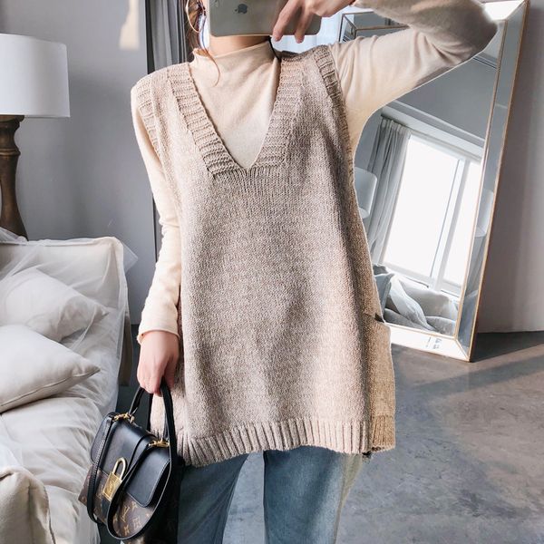 2019 casual all match women knitted vest waistcoat v-neck sleeveless loose female girls clothing tide pullover outerwear, Black;white
2019 casual all match women knitted vest waistcoat v-neck sleeveless loose female girls clothing tide pullover outerwear, Black;white