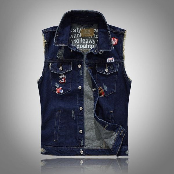 yelek erkek new men's patches design jeans vest ripped denim waistcoat men denim vest man sleeveless jeans frayed size 4xl, Black;white
yelek erkek new men's patches design jeans vest ripped denim waistcoat men denim vest man sleeveless jeans frayed size 4xl, Black;white