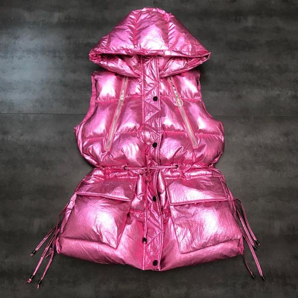 women's hologram vest tank winter warm sparkling laser symphony metallic hooded down coat vests, Black;white
women's hologram vest tank winter warm sparkling laser symphony metallic hooded down coat vests, Black;white
