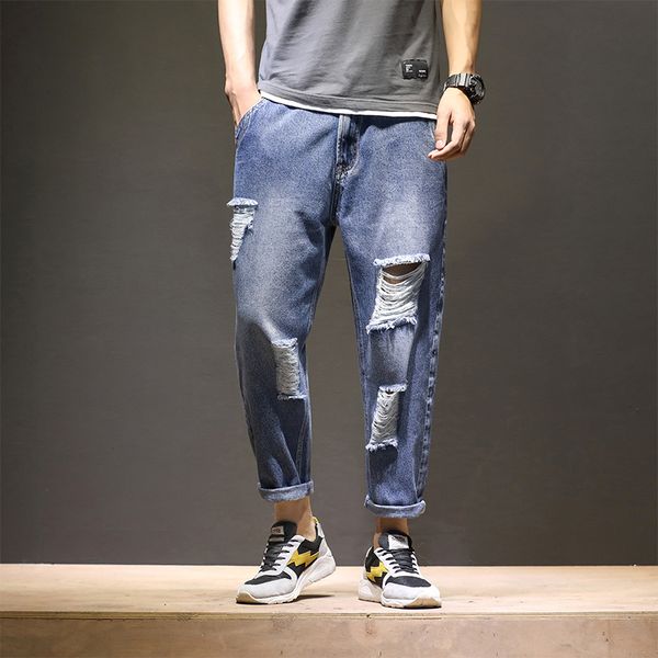 2019 summer men's loose hole jeans tide brand nine points pants straight harlan plus fertilizer xl hip hop streetwear thick blue
2019 summer men's loose hole jeans tide brand nine points pants straight harlan plus fertilizer xl hip hop streetwear thick blue