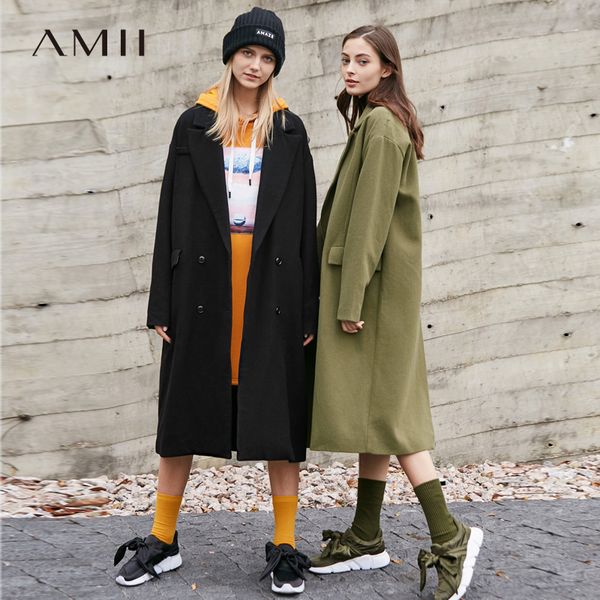 amii minimalist long woolen coat winter 2018 causal solid turn-down collar double breasted cool female cashmere coat jacket, Black
amii minimalist long woolen coat winter 2018 causal solid turn-down collar double breasted cool female cashmere coat jacket, Black