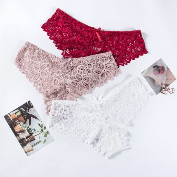 women's panties 3pcs/pack women lace underwear briefs female low waist flower transparent intimate breathable underpants lingerie, Black;pink
women's panties 3pcs/pack women lace underwear briefs female low waist flower transparent intimate breathable underpants lingerie, Black;pink