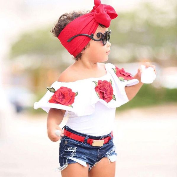 2018 summer baby kids girls clothes 3d flower print sleeveless ruffle round neck pullover t-shirts denim hole pants 2pc cotton set, White
2018 summer baby kids girls clothes 3d flower print sleeveless ruffle round neck pullover t-shirts denim hole pants 2pc cotton set, White