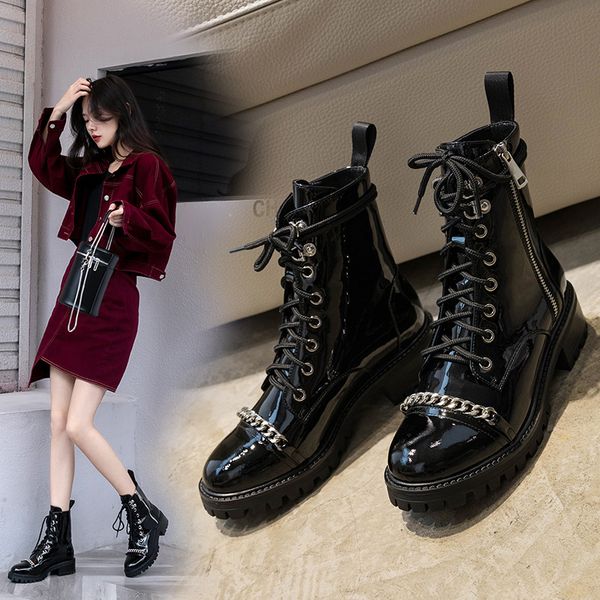 women's shoes 2019 with woman boots bandage boots woman england wind round head short locomotive, Black
women's shoes 2019 with woman boots bandage boots woman england wind round head short locomotive, Black