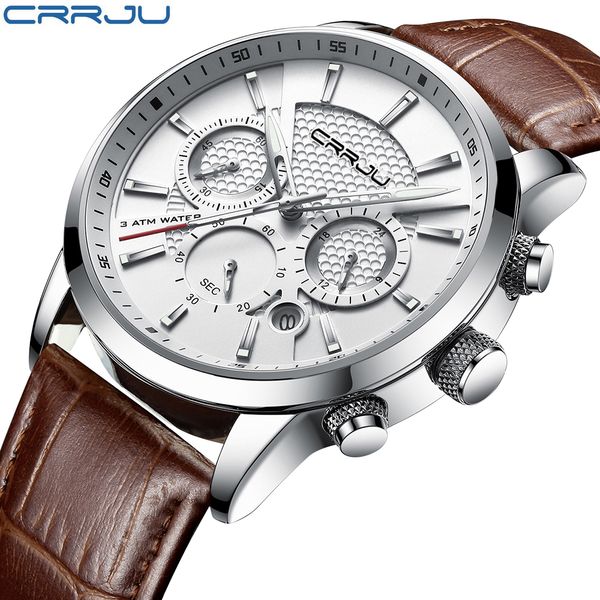 crrju new fashion men watches analog quartz wristwatches 30m waterproof chronograph sport date leather band montre homme business watch gift, Slivery;brown
crrju new fashion men watches analog quartz wristwatches 30m waterproof chronograph sport date leather band montre homme business watch gift, Slivery;brown