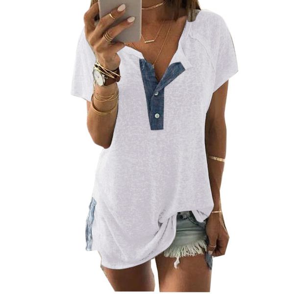 t shirt women clothes 2019 short sleeve loose casual button cotton t shirt for lady summer fashion plus size c0521, White
t shirt women clothes 2019 short sleeve loose casual button cotton t shirt for lady summer fashion plus size c0521, White
