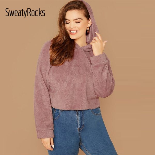 sweatyrocks plus teddy solid streetwear sweatshirt 2019 winter hoodies pink active hooded pullovers casual warm sweatshirt, Black
sweatyrocks plus teddy solid streetwear sweatshirt 2019 winter hoodies pink active hooded pullovers casual warm sweatshirt, Black