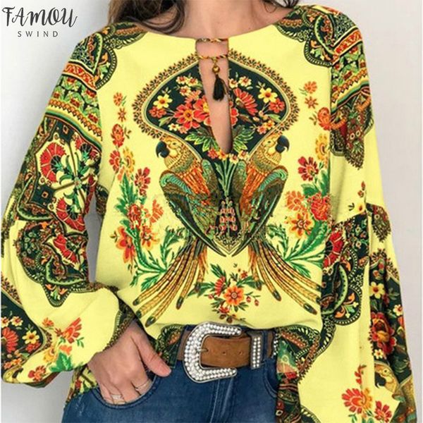 2020 women bohemian clothing plus size blouse shirt vintage floral print regular ladies s blouses casual blusa feminina, White
2020 women bohemian clothing plus size blouse shirt vintage floral print regular ladies s blouses casual blusa feminina, White